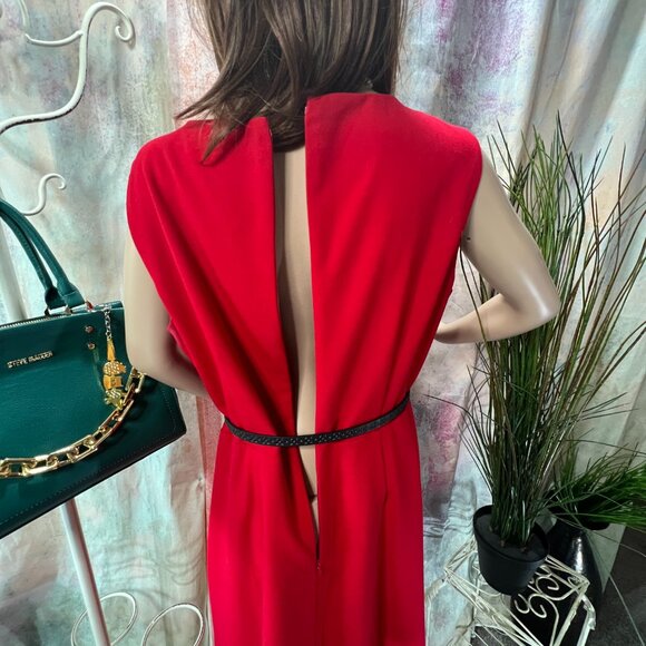 📌Calvin Klein Midi Sleeveless Fitted Dress with Keyhole and Belt - Picture 9 of 15